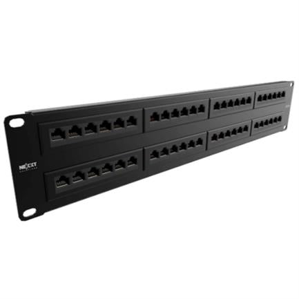 NEXXT SOLUTIONS - Panel de Conexion Red Nexxt Solutions para Rack Cat5e 48 Puertos Pre-Configurado Sin Blindaje Tipo 110 Esmalte Negro