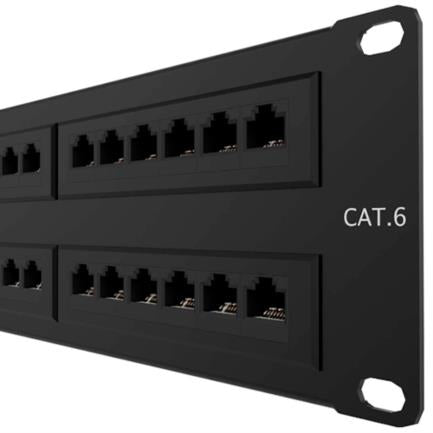 NEXXT SOLUTIONS - Panel de Conexión Red Nexxt Solutions para Rack Cat6 48 Puertos Pre-configurado Sin Blindaje Tipo 110 Esmalte Negro