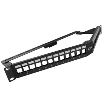 NEXXT SOLUTIONS - Panel de Conexion Red Nexxt Solutions para Rack Angulado Cat6A Modular 24 Puertos Blindado 1U Esmalte Negro