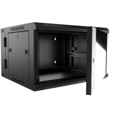NEXXT SOLUTIONS - Gabinete de Pared Nexxt Solutions NPC-P9U66B Abatible Ensamblado 9U 600x550mm 2 Ranuras Ventilador Negro