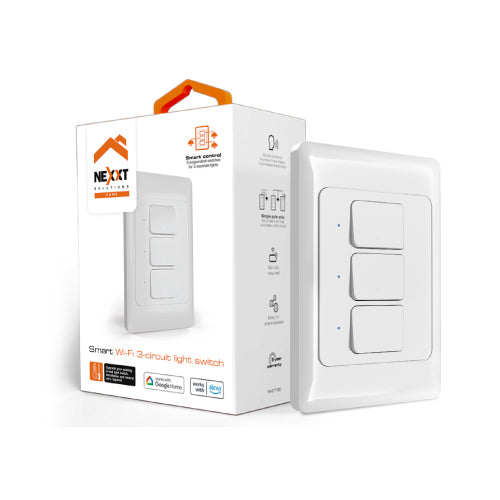 NEXXT SOLUTIONS HOME - Interruptor Nexxt Home NHE-T100 3 Circuitos Interior Control de Encendido Apagado Monopolar