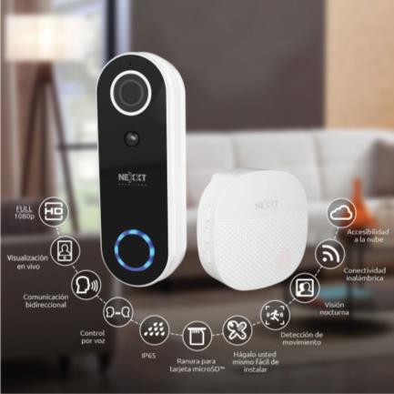 NEXXT SOLUTIONS HOME - Timbre Inteligente con Cámara Nexxt Home NHC-D100 FHD 1080p 110° Micrófono Parlante y Sensor Integrados