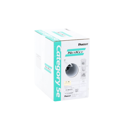 PANDUIT - Bobina de Cable UTP 305 Metros (1000 Pies) de Cobre, NetKey, Gris Claro, Categoría 5e (24 AWG), PVC (CM), de 4 Pares
