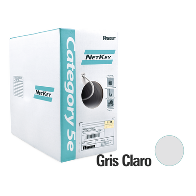 PANDUIT - Bobina de Cable UTP 305 Metros (1000 Pies) de Cobre, NetKey, Gris Claro, Categoría 5e (24 AWG), PVC (CM), de 4 Pares