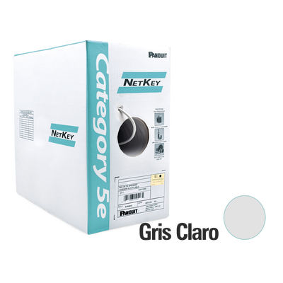 PANDUIT - Bobina de Cable UTP 305 Metros (1000 Pies) de Cobre, NetKey, Gris Claro, Categoría 5e (24 AWG), PVC (CM), de 4 Pares