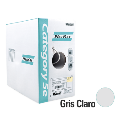 PANDUIT - Bobina de Cable UTP 305 Metros (1000 Pies) de Cobre, NetKey, Gris Claro, Categoría 5e (24 AWG), Riser (CMR), de 4 Pares