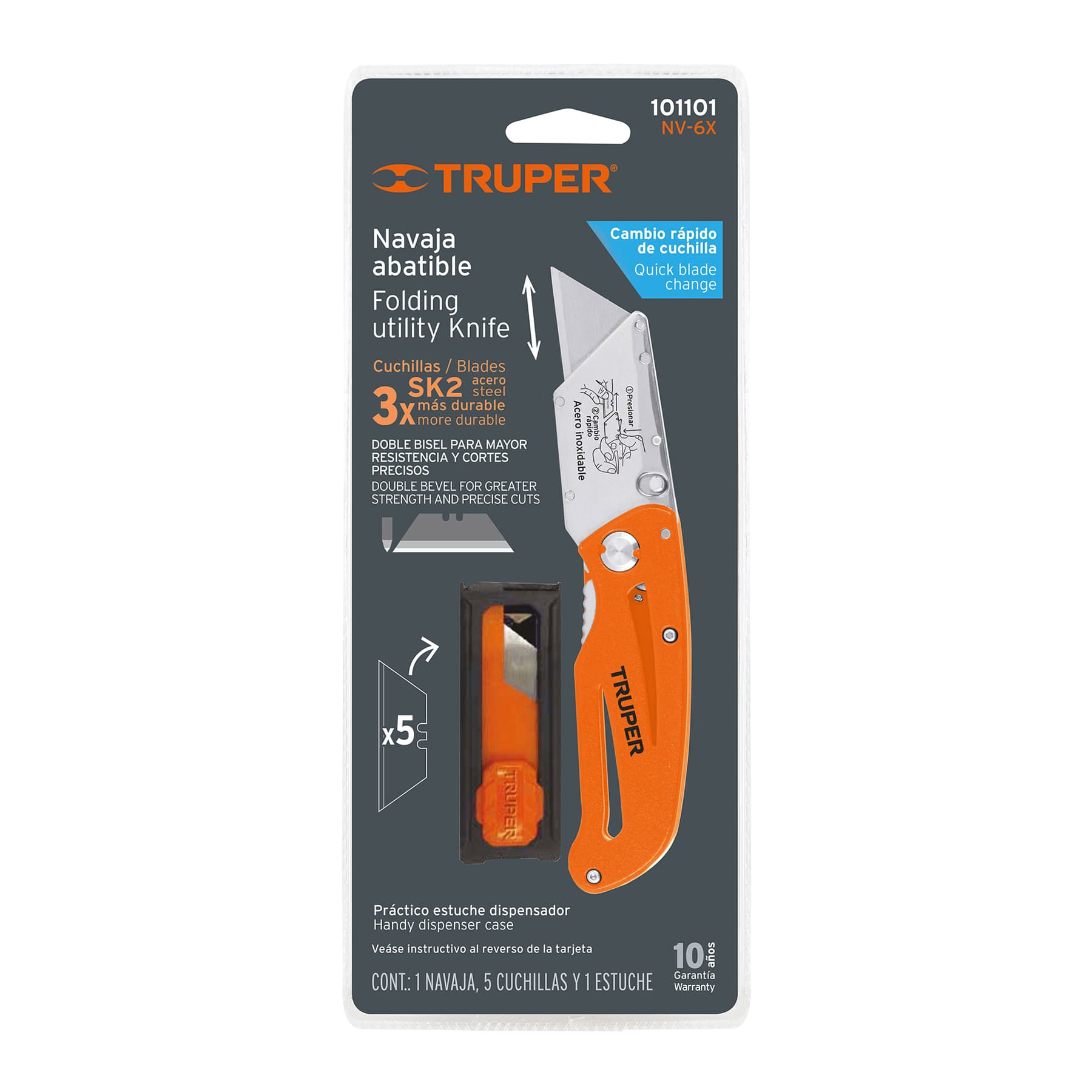 Navaja abatible 6' cuerpo de aluminio y acero inox, Truper