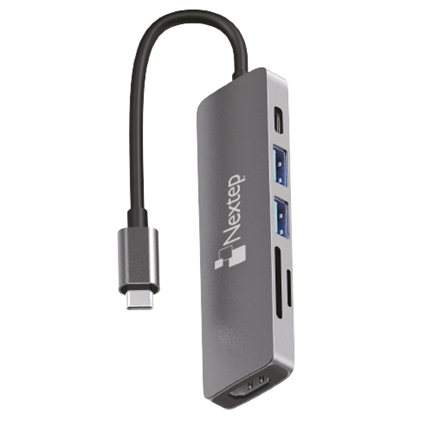 NEXTEP SOLUCIONES - Hub Nextep USB-C 6 en 1 USB 3.0/HDMI/4K Lector SD-TF
