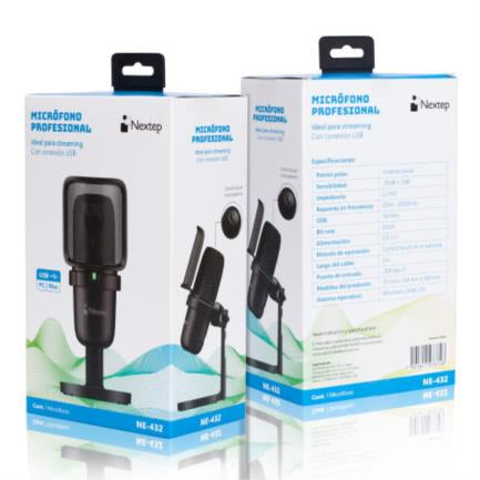 NEXTEP SOLUCIONES - Micrófono Profesional Nextep Streaming USB con Base
