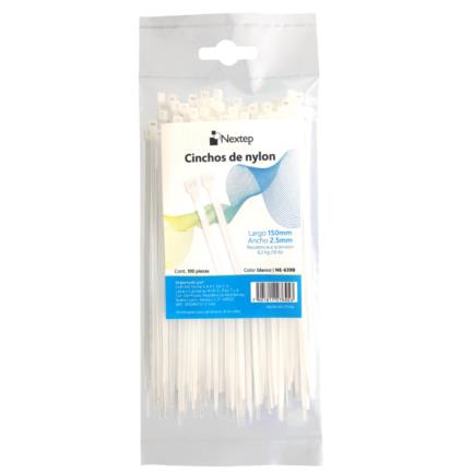 NEXTEP SOLUCIONES - Cincho de Nylon Nextep 15cm x 2.5mm Blanco