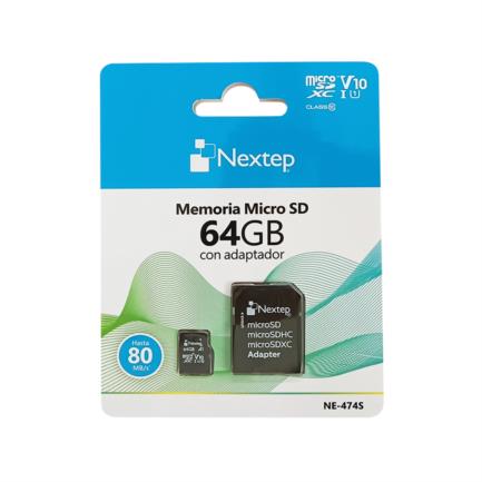 NEXTEP SOLUCIONES - Memoria Micro SD Nextep 64GB Clase 10 UHS U1 c/Adaptador