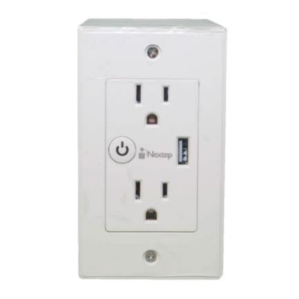NEXTEP SOLUCIONES - Tomacorriente Nextep Smart de Pared Dúplex + Cargador USB Control Wi-Fi