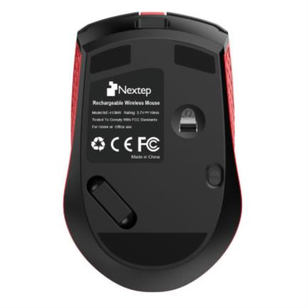 NEXTEP SOLUCIONES - Mouse Nextep Inalámbrico Recargable Switch Encendido 1600 dpi Color Negro-Rojo