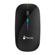 NEXTEP SOLUCIONES - Mouse Nextep Inalámbrico Recargable Delgado/Silencioso RGB 1600 dpi Color Negro