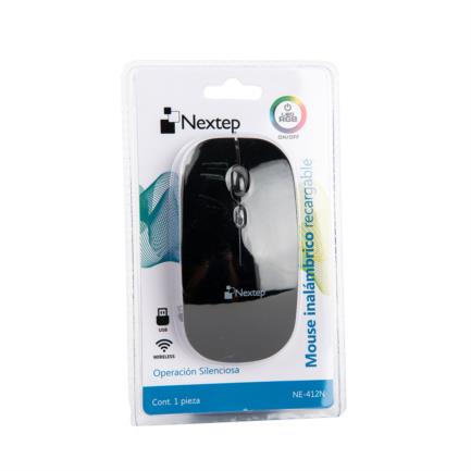 NEXTEP SOLUCIONES - Mouse Nextep Inalámbrico Recargable Delgado/Silencioso RGB 1600 dpi Color Negro