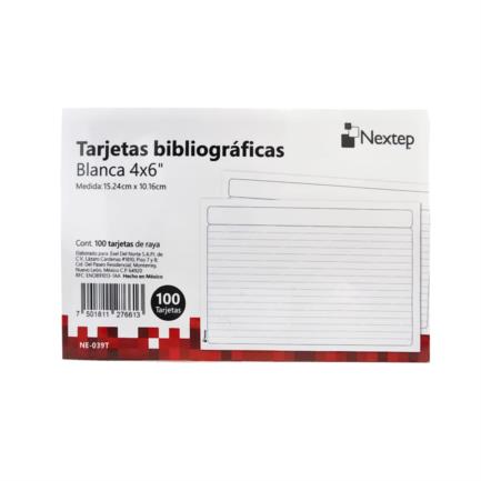 NEXTEP SOLUCIONES - Tarjeta Bibliografica Nextep Blanca 4"x6" C/100