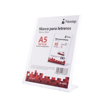 NEXTEP SOLUCIONES - Marco para Letreros Nextep Vertical A5 15.2X20.3cm Acrilico Transparente