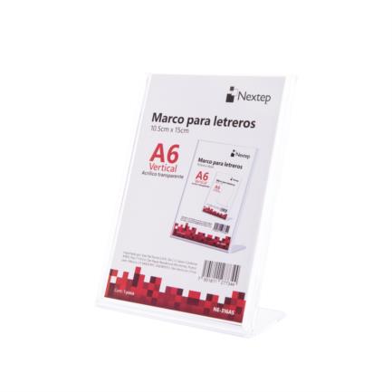 NEXTEP SOLUCIONES - Marco para Letreros Nextep Vertical A6 10.2X15.2cm Acrilico Transparente