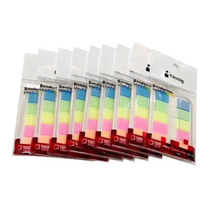 NEXTEP SOLUCIONES - Banderitas Nextep Mini Neon 5 Colores 100 Piezas c/10 Estuches