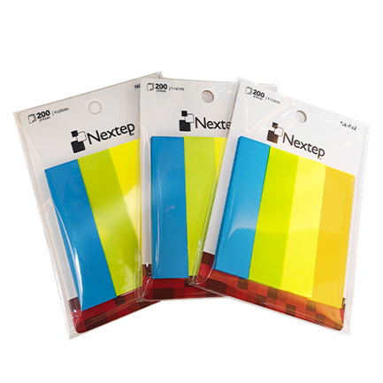 NEXTEP SOLUCIONES - Banderitas Nextep Neon 4 Colores 200 Piezas c/10 Estuches