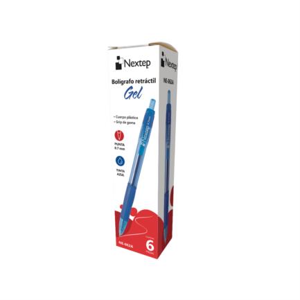 NEXTEP SOLUCIONES - Boligrafo Nextep Gel Retractil Mediano 0.7mm Azul c/6