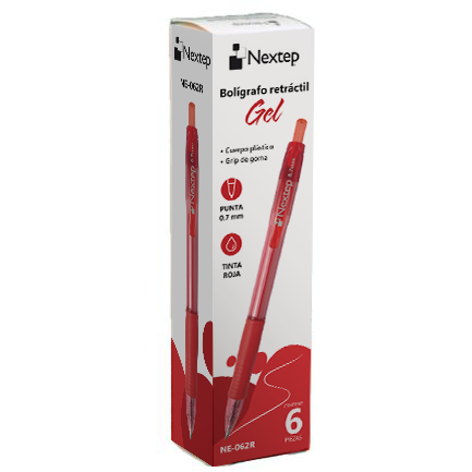NEXTEP SOLUCIONES - Boligrafo Nextep Gel Retractil Mediano 0.7mm Rojo c/6