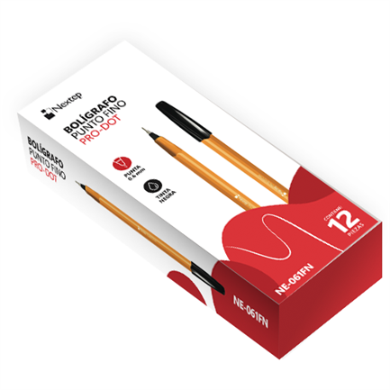 NEXTEP SOLUCIONES - Bolígrafo Nextep Pro-Dot Color Negro Fino 0.6mm c/12