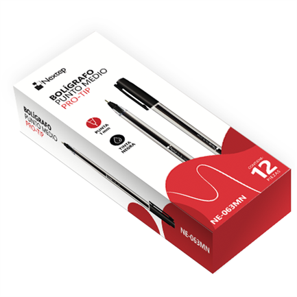 NEXTEP SOLUCIONES - Bolígrafo Nextep Pro-Tip Color Negro Medio 1mm c/12