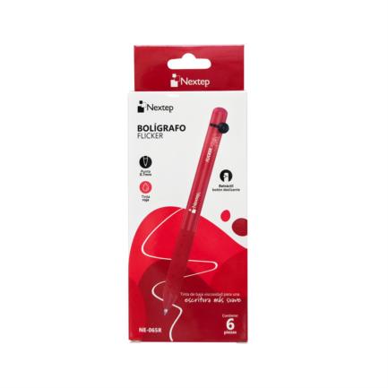 NEXTEP SOLUCIONES - Boligrafo Nextep Flicker 0.7mm Rojo C/6