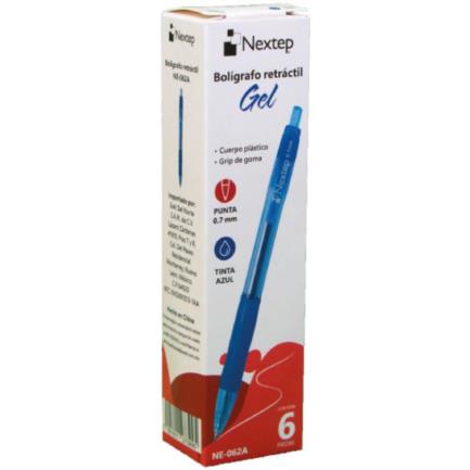 NEXTEP SOLUCIONES - Bundle Boligrafo Nextep Gel Retractil Mediano 0.7mm Azul C/6 Cont. 4Piezas