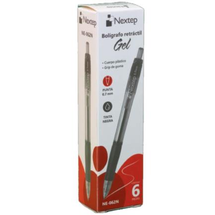 NEXTEP SOLUCIONES - Bundle Boligrafo Nextep Gel Retractil Mediano 0.7mm Negro C/6 Cont. 4Piezas