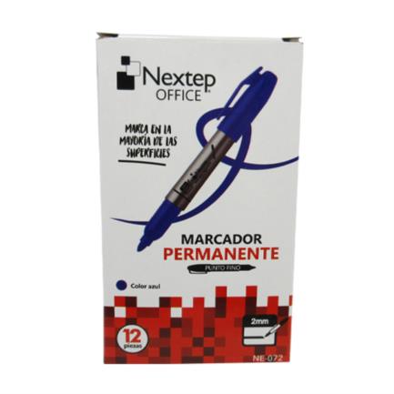NEXTEP SOLUCIONES - Bundle Marcador Permanente Nextep Punta Fina 2mm Azul C/12 Cont. 2 Piezas