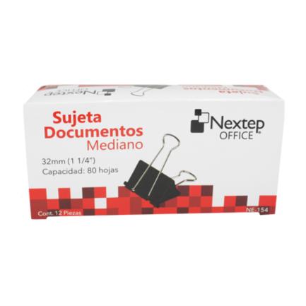 NEXTEP SOLUCIONES - Bundle Sujeta Documentos Nextep Mediano 32mm (1 1/4") 12Pzs Cont. 10 Piezas