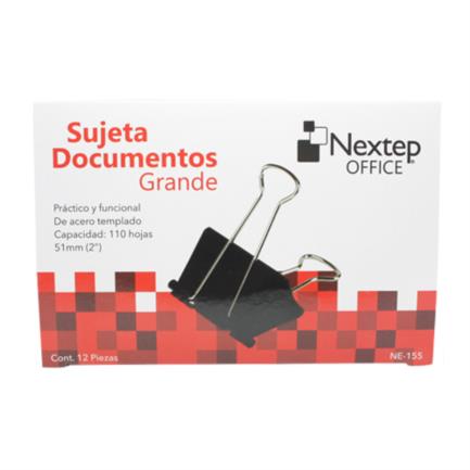 NEXTEP SOLUCIONES - Bundle Sujeta Documentos Nextep Grande 51mm (2") 12Pzs Cont. 10 Piezas