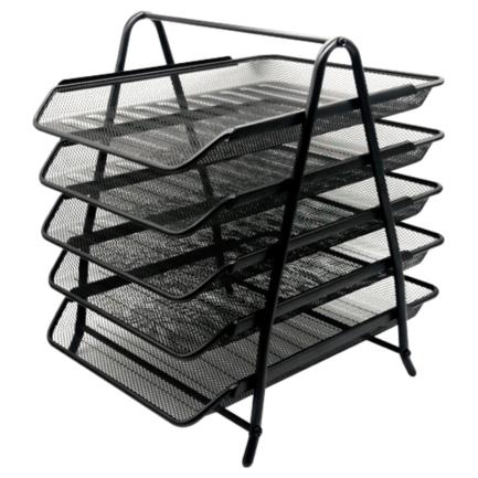 NEXTEP SOLUCIONES - Bundle Charola Organizadora Nextep Malla Metalica de 5 Niveles Negro Tipo Oficio Cont 2Piezas