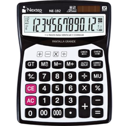 NEXTEP SOLUCIONES - Bundle Calculadora Nextep 12 Dígitos Pantalla Grande Escritorio Cubierta Metalica Solar/Bateria Funcion Revisar y Correg