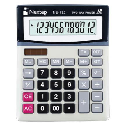 NEXTEP SOLUCIONES - Calculadora Nextep 12 Dígitos Escritorio Bateria/Solar