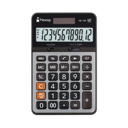 NEXTEP SOLUCIONES - Calculadora Nextep 12 Dígitos Cubierta Metálica Semiescritorio Batería Solar