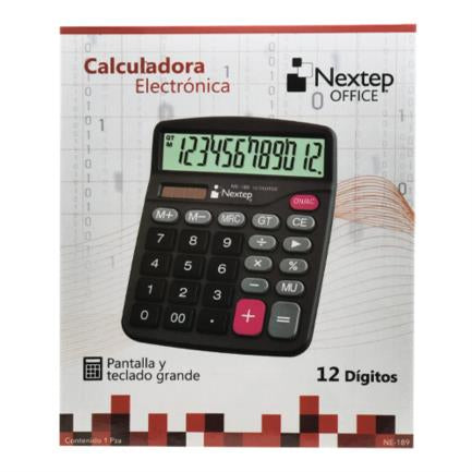 NEXTEP SOLUCIONES - Calculadora Nextep 12 Dígitos Pantalla Grande Escritorio Batería/Solar