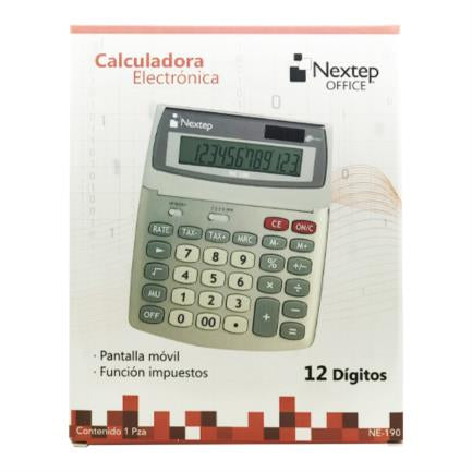 NEXTEP SOLUCIONES - Calculadora Nextep 12 Dígitos Escritorio Función Impuestos Solar/Batería