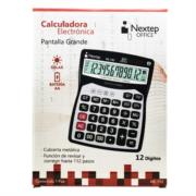 NEXTEP SOLUCIONES - Calculadora Nextep 12 Dígitos Pantalla Grande Escritorio Cubierta Metálica Batería/Solar