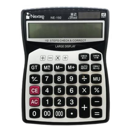 NEXTEP SOLUCIONES - Calculadora Nextep 12 Dígitos Pantalla Grande Escritorio Cubierta Metálica Batería/Solar