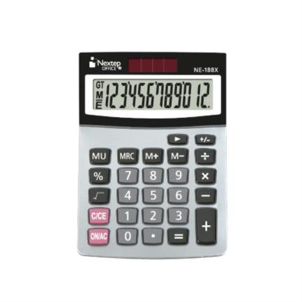 NEXTEP SOLUCIONES - Calculadora Nextep 12 Dígitos Cubierta Metálica Semi Escritorio Solar/Bateria