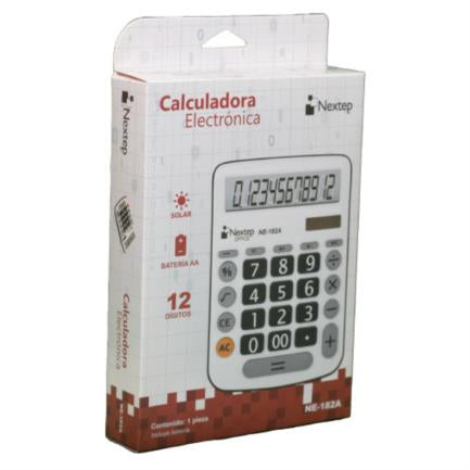NEXTEP SOLUCIONES - Calculadora Nextep 12 Dígitos Escritorio Teclas Grandes Solar/Batería