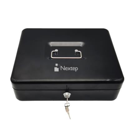 NEXTEP SOLUCIONES - Caja Dinero Nextep Metalica Extra Grande 30 cm Bandeja Con Clips Para 4 Billetes