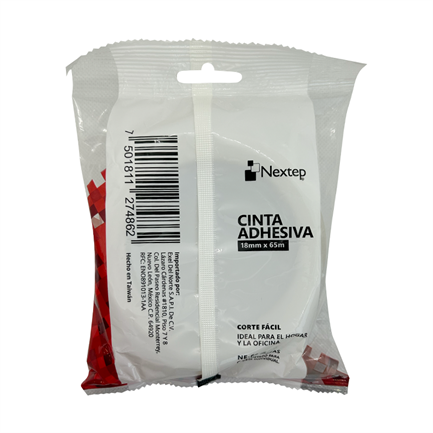 NEXTEP SOLUCIONES - Cinta Adhesiva Nextep Corte Facil 18mm x 65mts Bolsa c/2 Piezas
