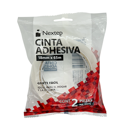 NEXTEP SOLUCIONES - Cinta Adhesiva Nextep Corte Facil 18mm x 65mts Bolsa c/2 Piezas