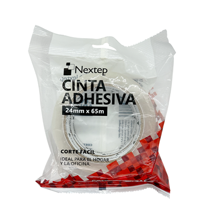 NEXTEP SOLUCIONES - Cinta Adhesiva Nextep Corte Facil 24mm x 65mts Bolsa c/2 Piezas