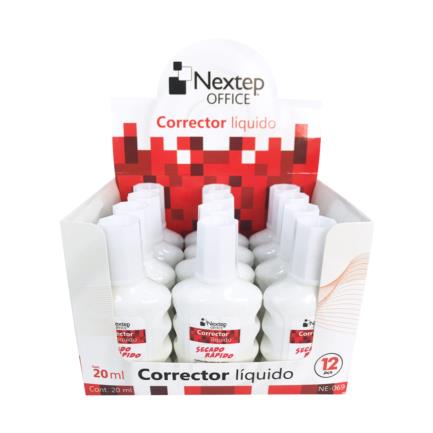 NEXTEP SOLUCIONES - Corrector Líquido Nextep Botella 20ml C/12 Piezas