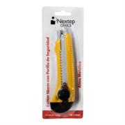 NEXTEP SOLUCIONES - Cutter Plástico Nextep Grande Navaja 18mm Alma de Metal y Perilla Seguridad